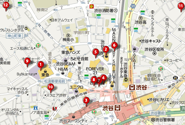 本屋 大型書店 渋谷地図