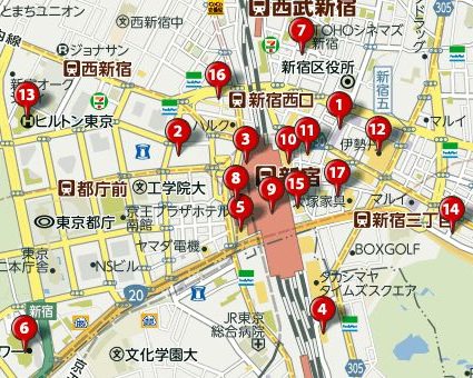 本屋 大型書店 新宿 地図