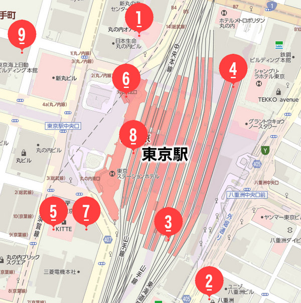本屋 大型書店 東京駅 地図