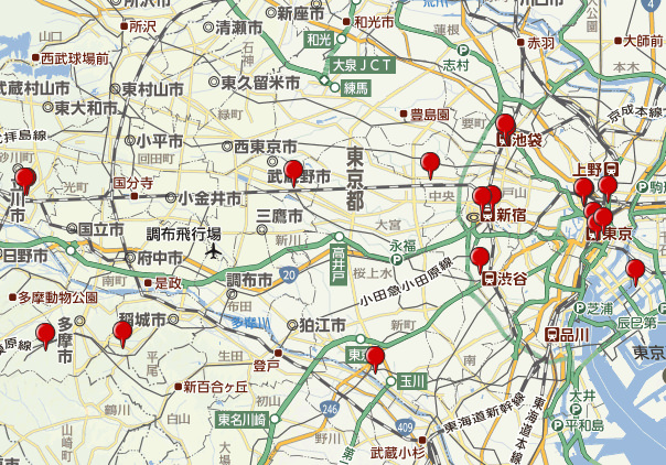 本屋 大型書店 東京都内 地図